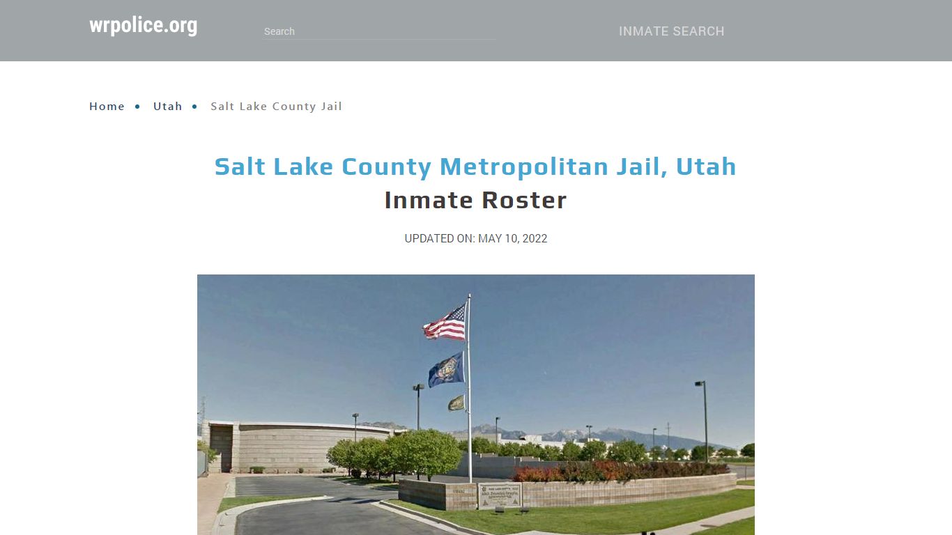 Salt Lake County Metropolitan Jail, Utah Inmate Roster